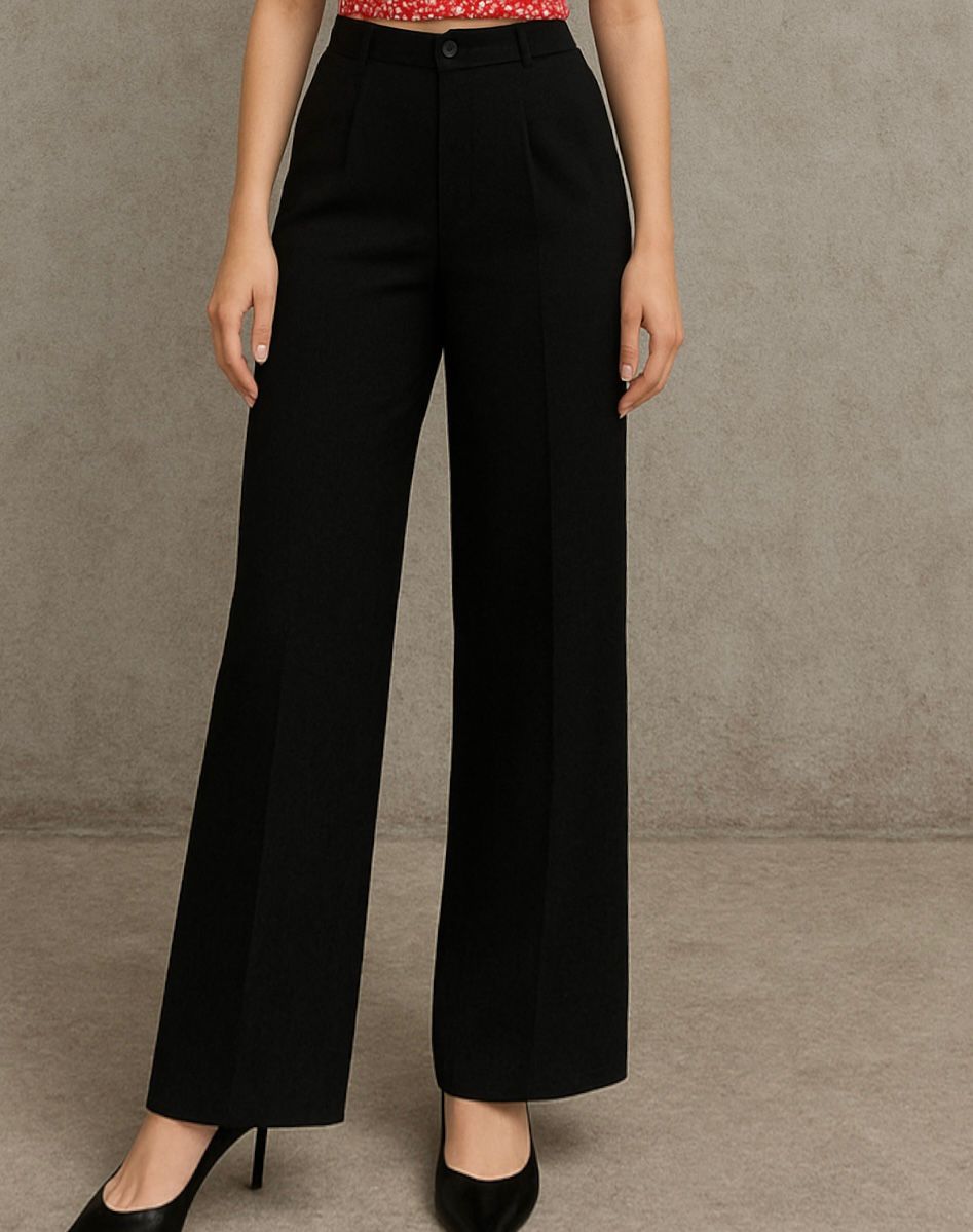 Straight fit high rise trouser