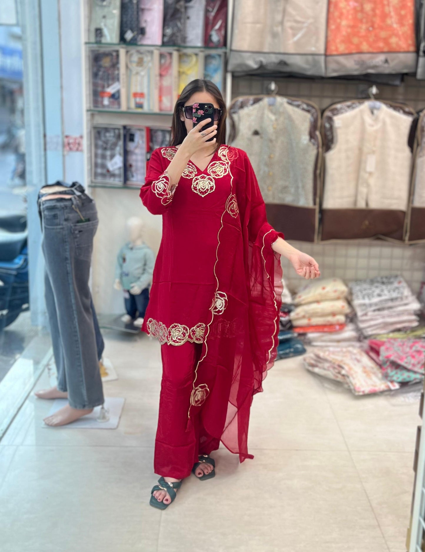 LUXURY ROSE PURE CREPE SUIT