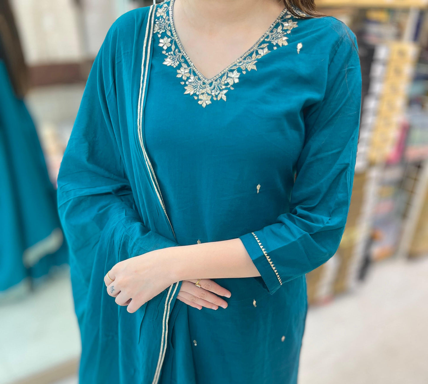 cotton blue sharara set