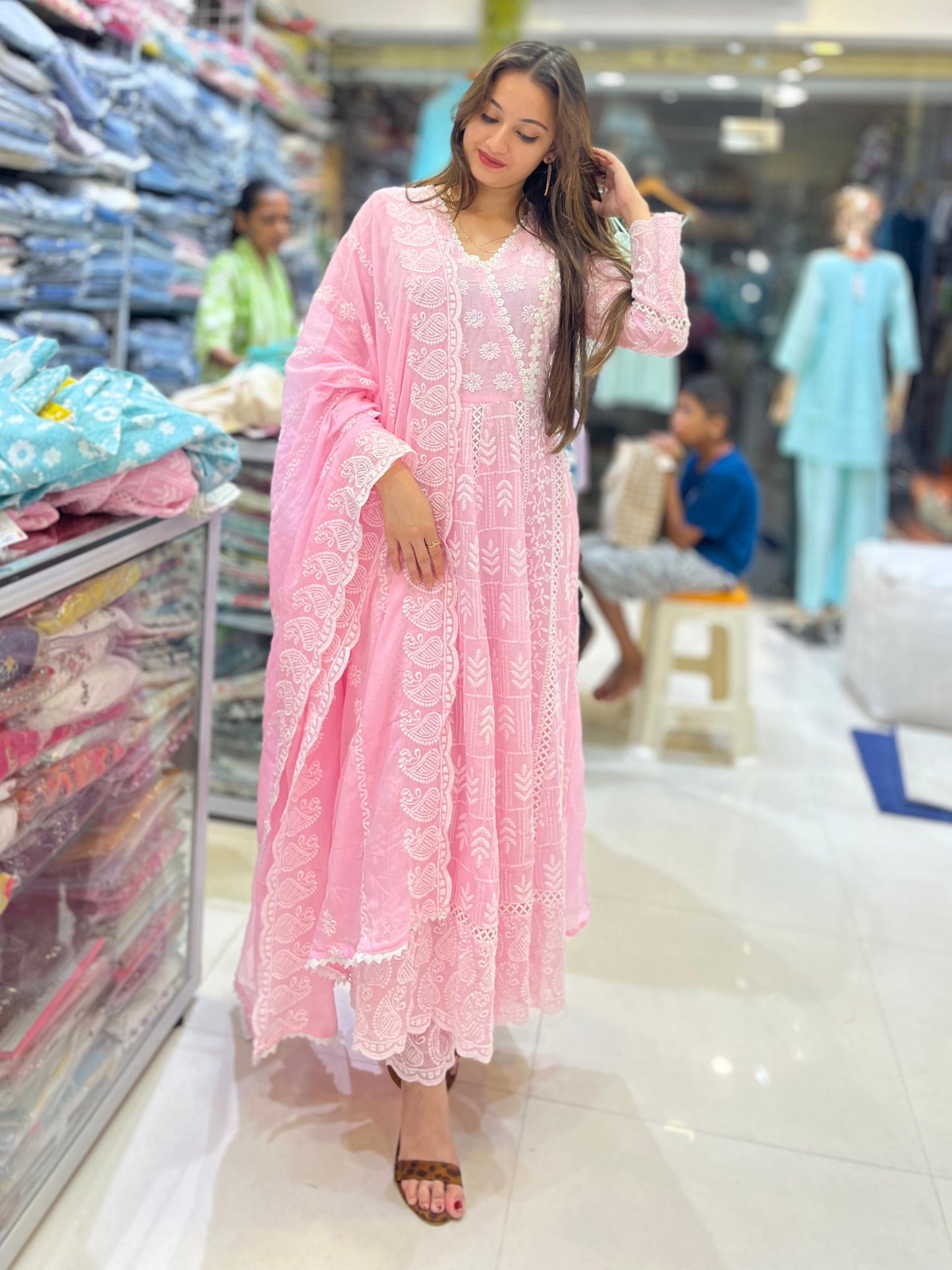 mul-mul Anarkali suit