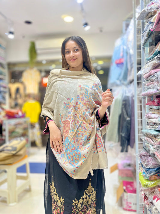 LUXURY GREY PASHMINA SHAWL
