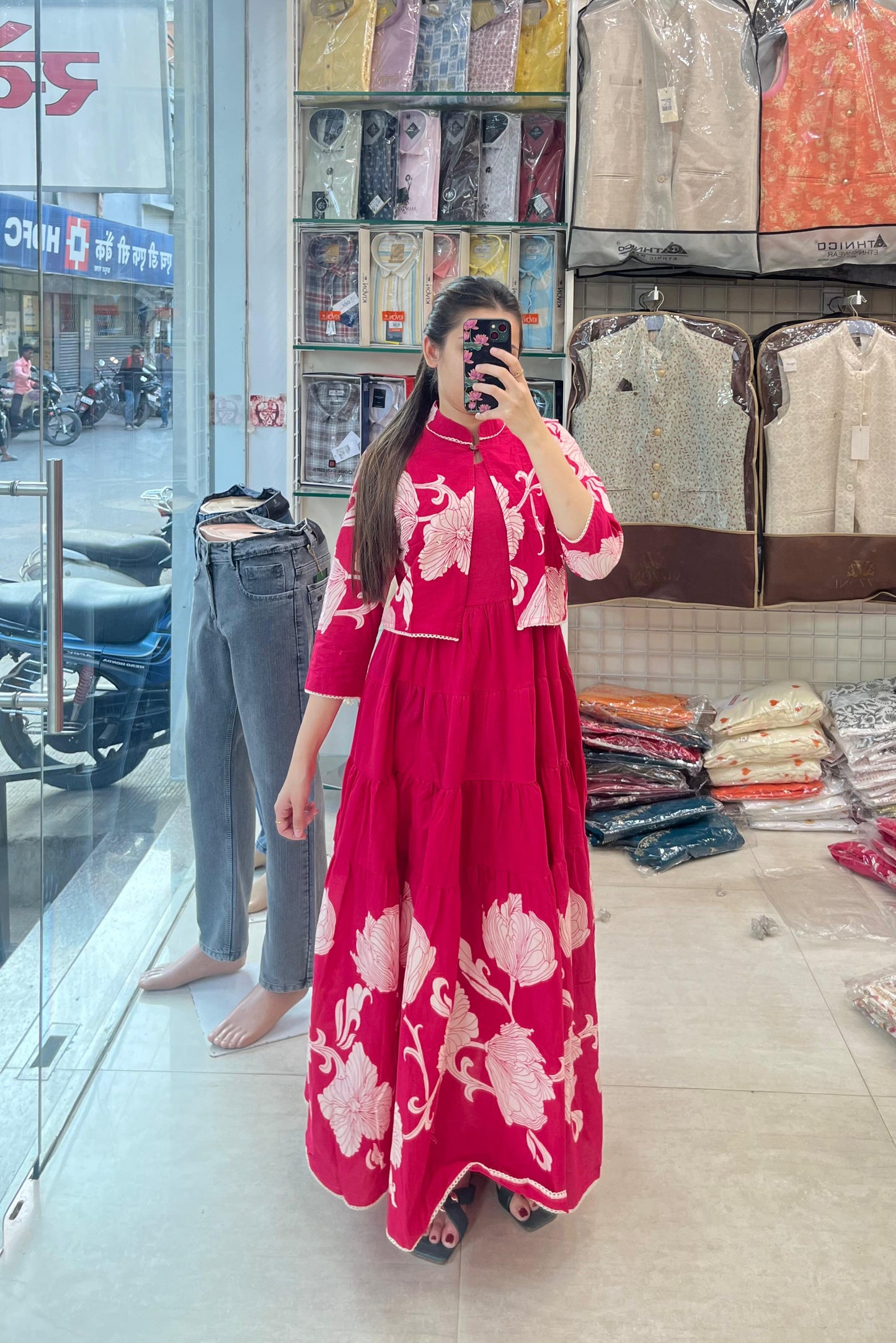 COTTON FLARED MIDI  JACKET