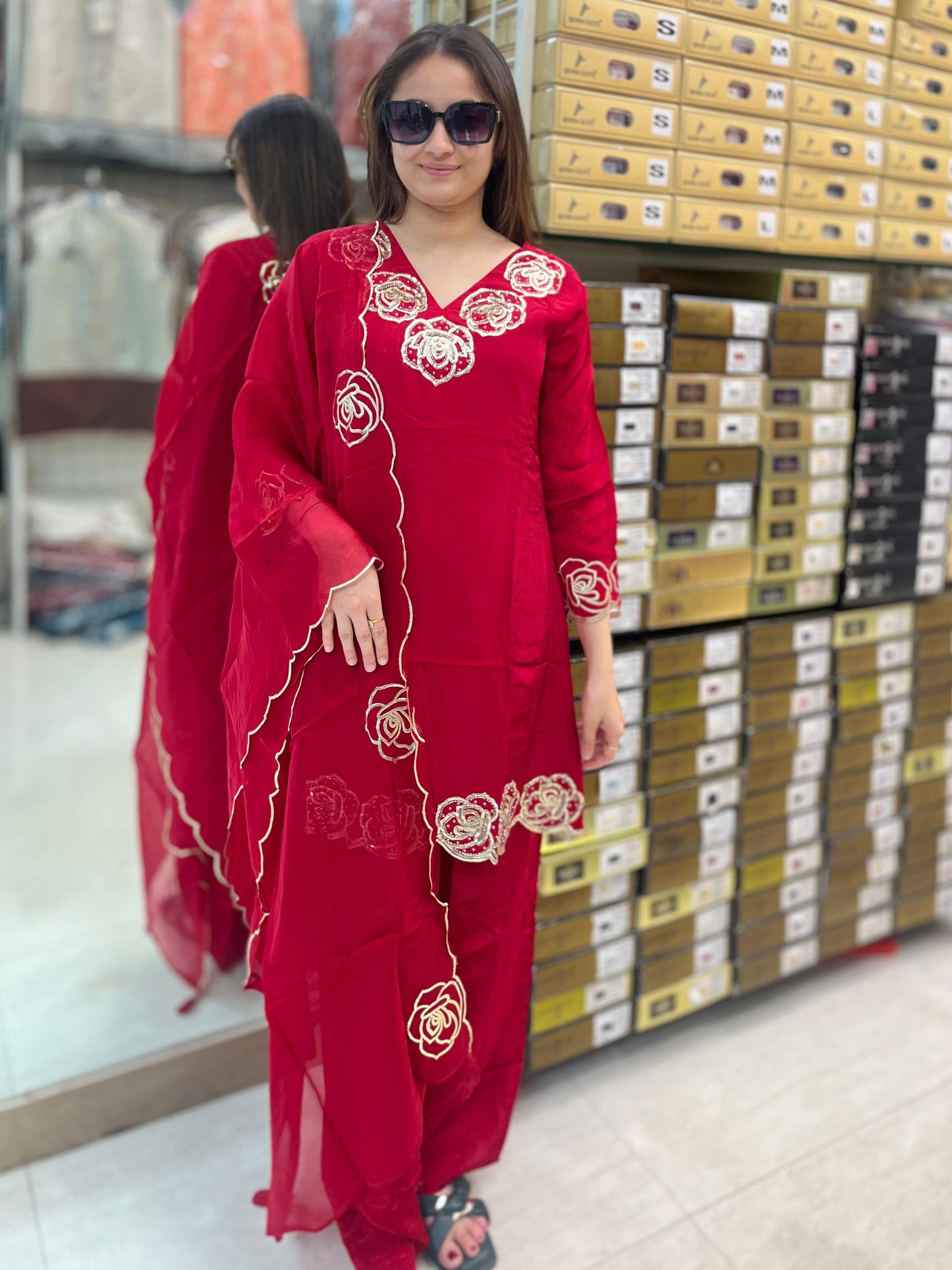 LUXURY  ROSE PURE CREPE SUIT