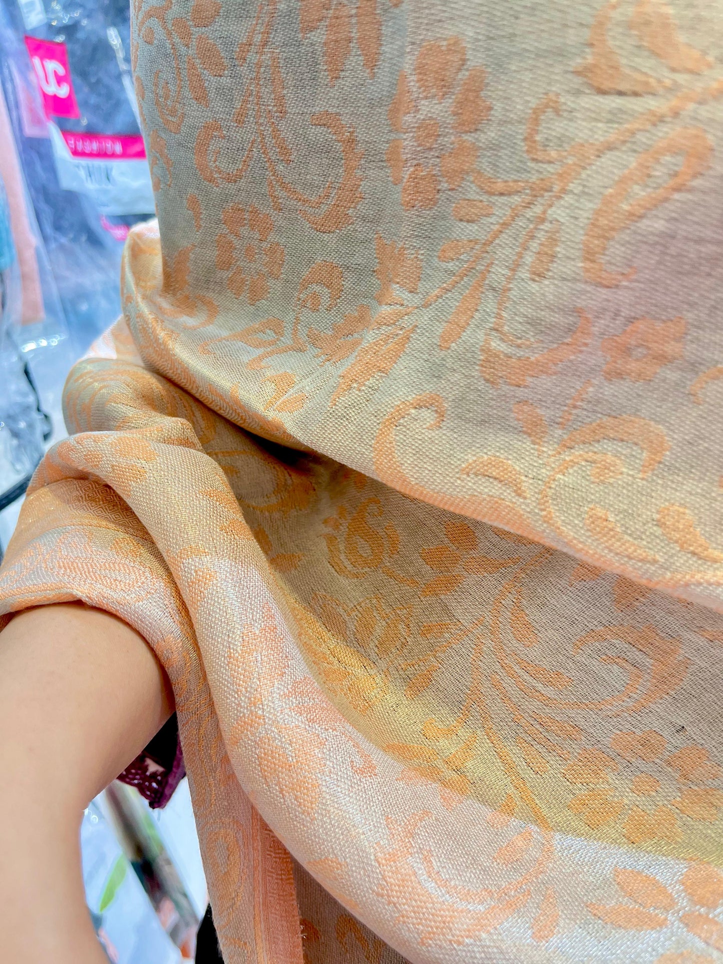 LUXURY PEACH PASMINA SHAWL