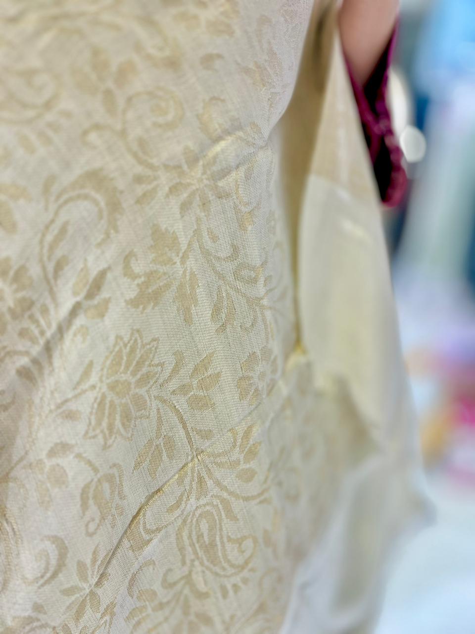 LUXURY GOLD WHITE PASHMINA SHAWL