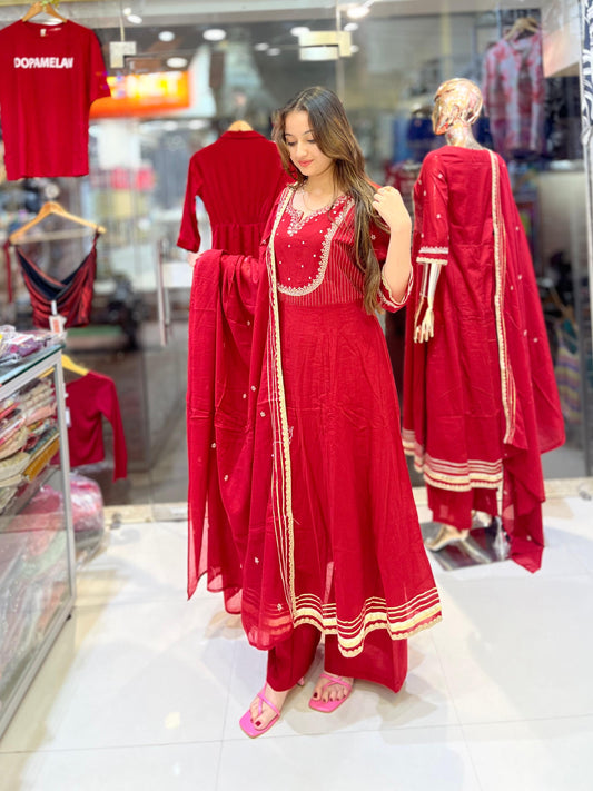 red rose anarkali suit