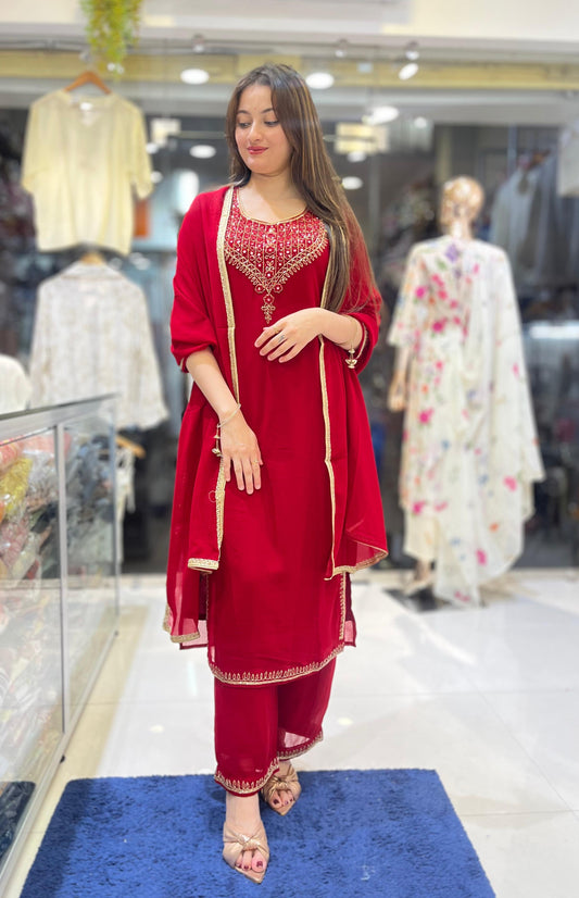 blood red suit set