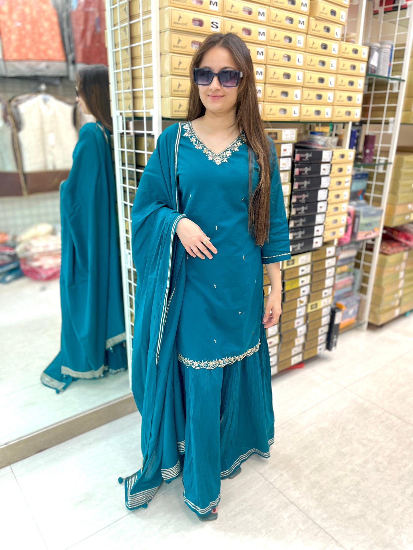 cotton blue sharara set