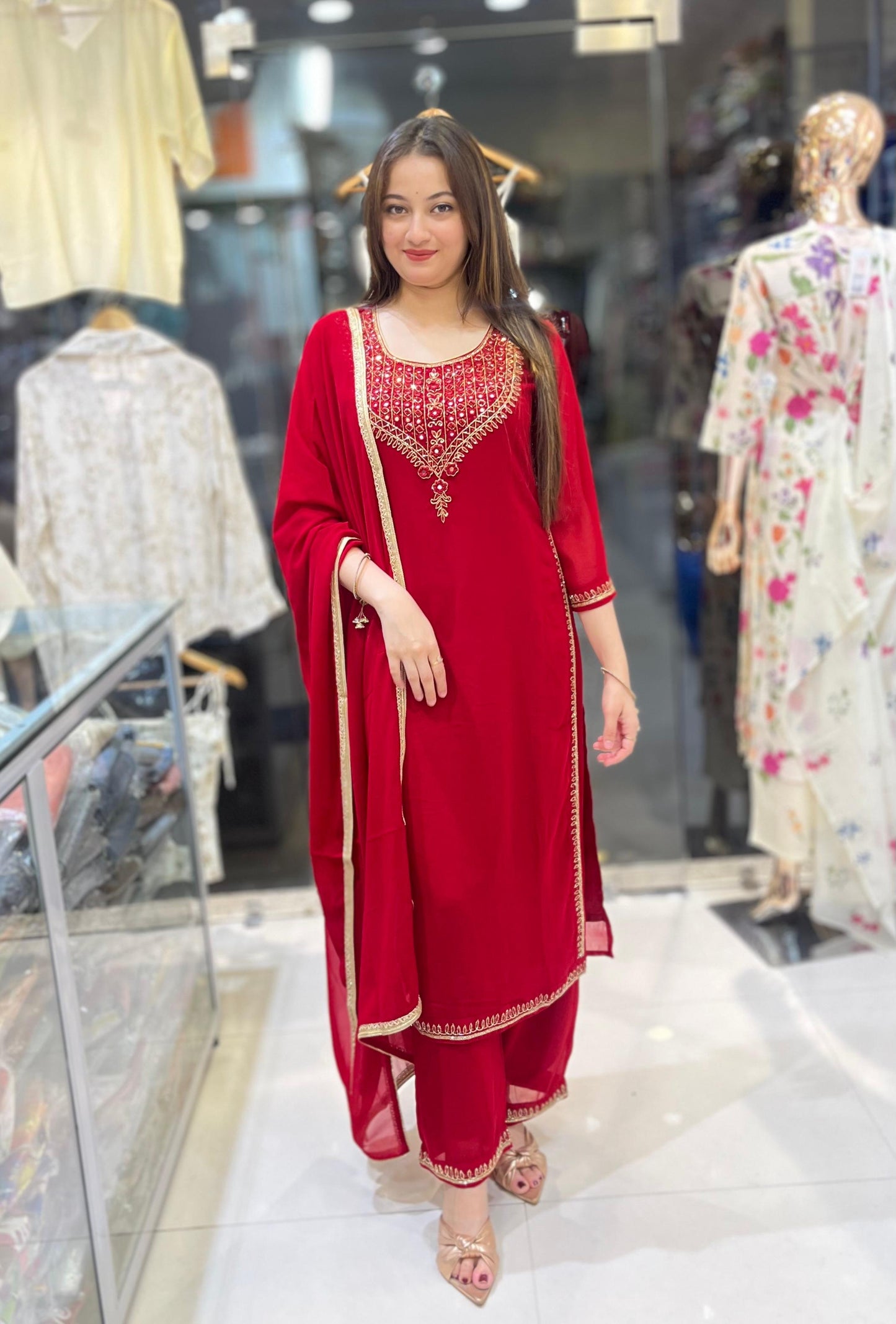 blood red suit set