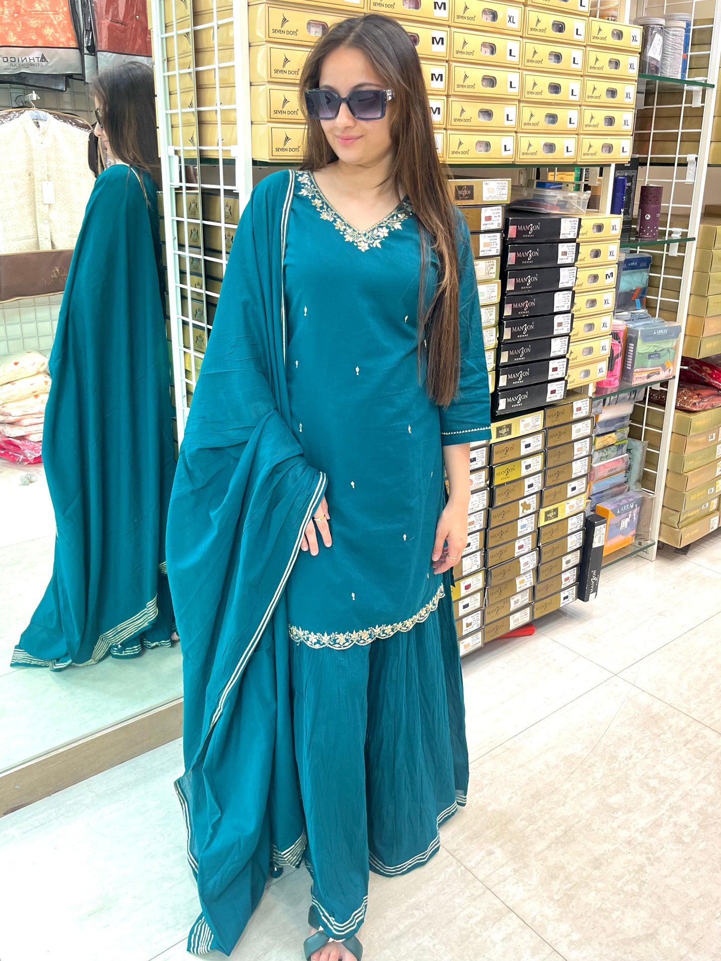 cotton blue sharara set